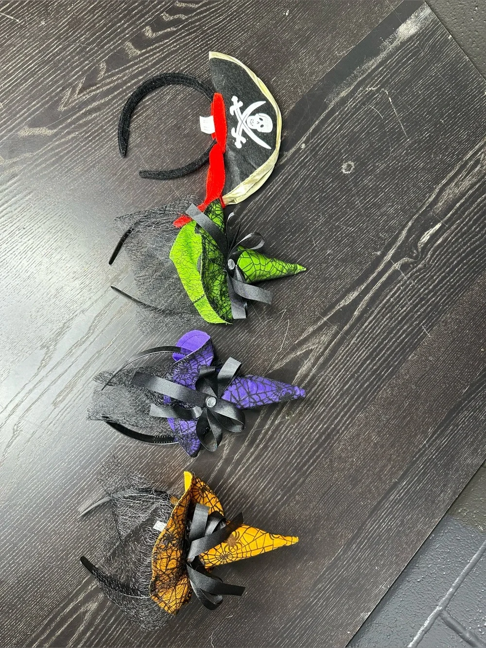 Kids Halloween Headband Set - Black Pirate and Colorful Witch Hats